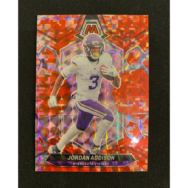 Jordan Addison 2024 Panini Mosaic #144 Red Parallel Vikings