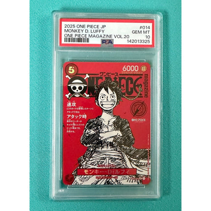 2025 One Piece JP Monkey D Luffy OP Magazine Vol 20 Gem Mint PSA 10