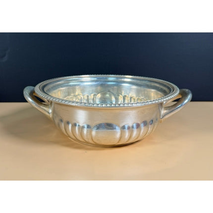 USN International Silver Soldered Serving Bowl 9" Vintage
