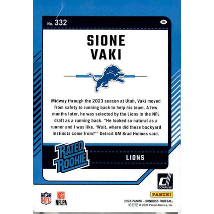 Sione Vaki 2024 Donruss #332 RC Detroit Lions