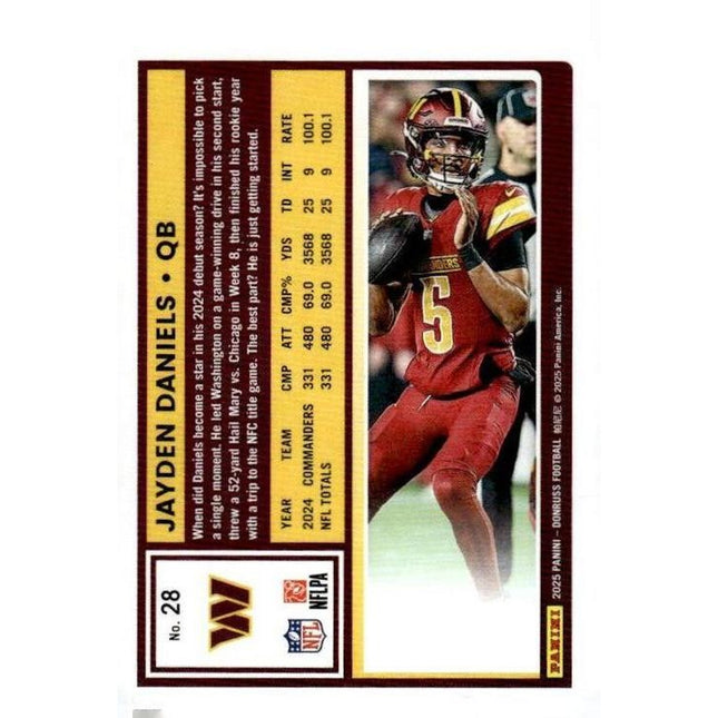 Jayden Daniels 2025 Donruss Press Proofs Blue #28 Washington Commanders