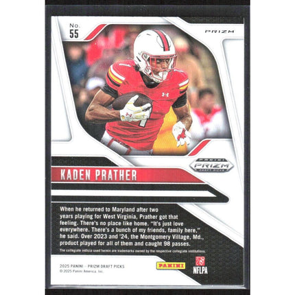 Kaden Prather 2025 Panini Prizm Draft Picks Prizms Gold Ice #55 Maryland