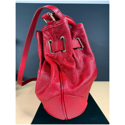 Burberry Red Leather Belted Hobo Bag Buckle Shoulder Handbag Dust Cover