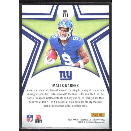 Malik Nabers 2024 Panini Rookies & Stars #171 RC New York Giants