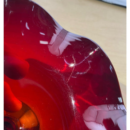 1920’s Fenton Dolphin Double-Handled Footed Ruby Vase – HTG