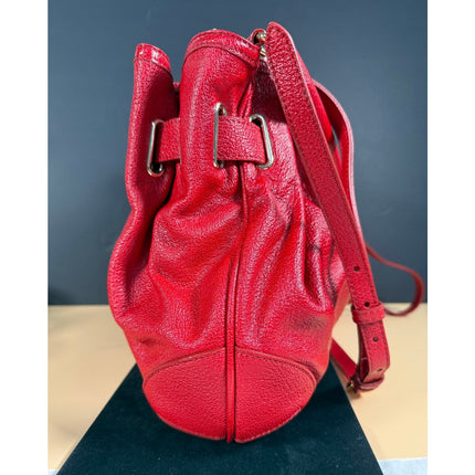 Burberry Red Leather Belted Hobo Bag Buckle Shoulder Handbag Dust Cover
