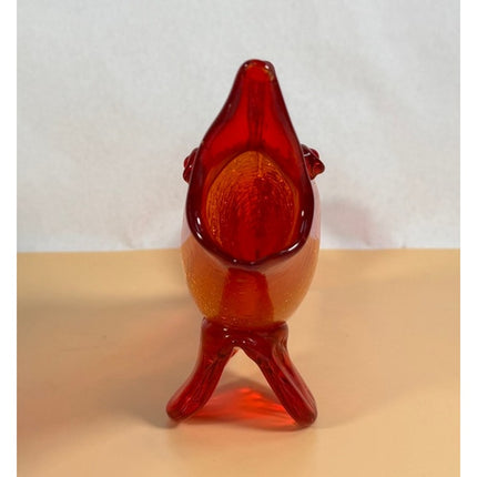 Vintage Orange Yellow Crackle Art Glass Fish Figurine Sculpture 15"