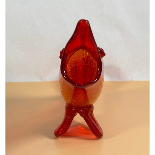 Vintage Orange Yellow Crackle Art Glass Fish Figurine Sculpture 15"