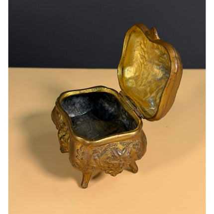 B&H Gold Cast Jewelry Box 4.5" Vintage Trinket Box Vanity Collectible