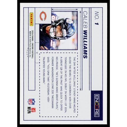 Caleb Williams 2024 Panini Encore Blue Prints #1 Chicago Bears