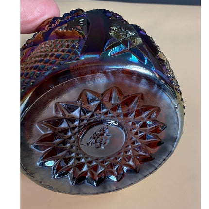 Imperial Glass Purple Iridescent Carnival Glass Cruet Pitcher 7"