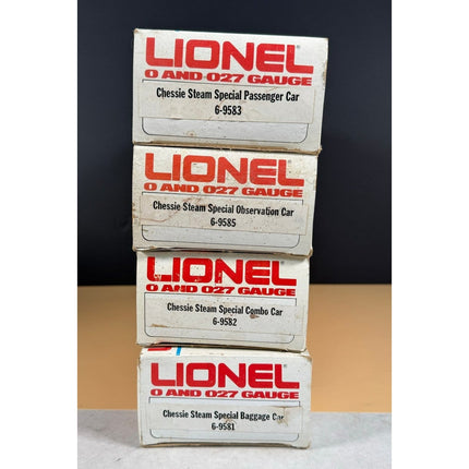 Lionel Chessie Steam Special Passenger Cars Set of 4 O 027 Gauge Illuminated OB