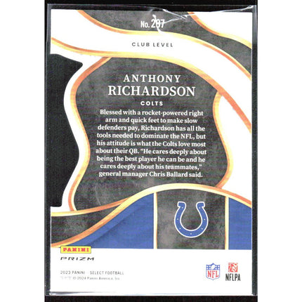 Anthony Richardson 2023 Panini Select Orange Prizms Die Cuts #297 SN,RC Colts