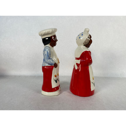 Vintage Black Americana Salt & Pepper Shakers Japan 1940s HTF 8" Pair