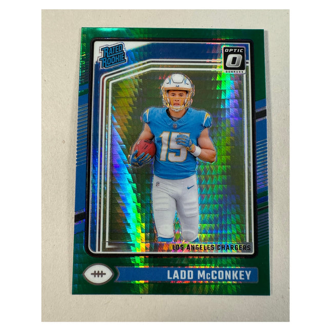 2024 Donruss Optic Ladd McConkey RC #266 Green Hyper Prizm Rated Rookie Chargers