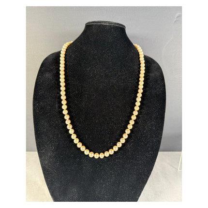 Majorica 14K Pearl Necklace 28” Long with Original Box Vintage