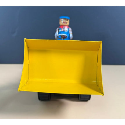 Wind-Up Tin Litho Bulldozer Tractor Front Loader with Key China OB 8"