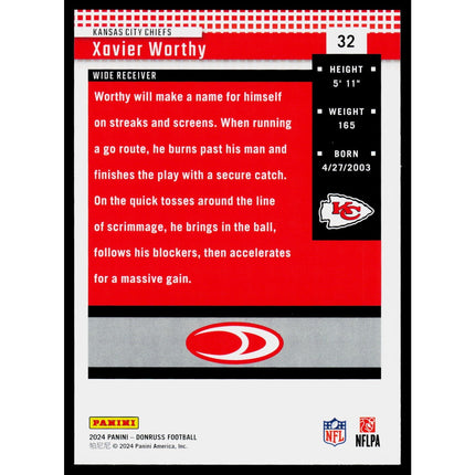 Xavier Worthy 2024 Donruss Retro 2004 #32 Kansas City Chiefs