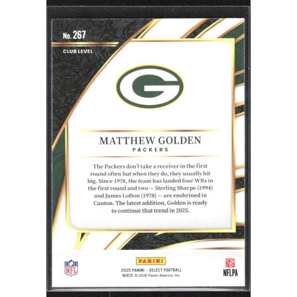 Matthew Golden 2025 Panini Select #267 Green Bay Packers