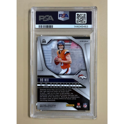 2024 Panini Prizm Neon Green Pulsar RC Bo Nix #309 PSA 9