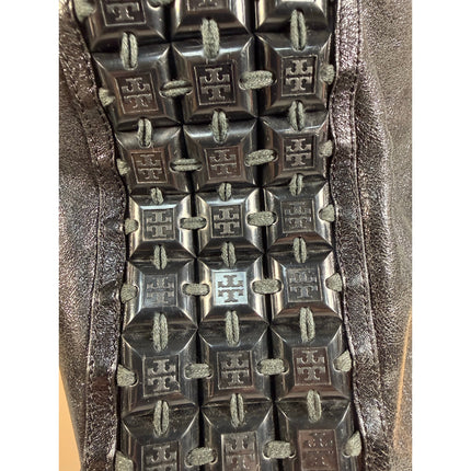 Tory Burch Glazed Black Leather Hobo Handbag Large Shoulder Bag