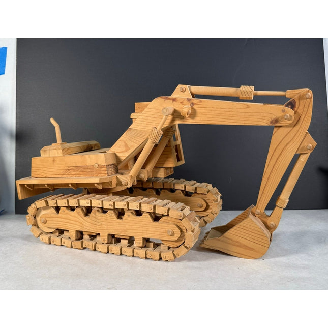 Handmade Wooden Excavator 19.5" Kaye Munshower Kaye’s Toy Shop Working Crane