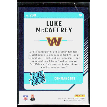 Donruss Optic #268 Luke McCaffrey 2024 RC Washington Commanders