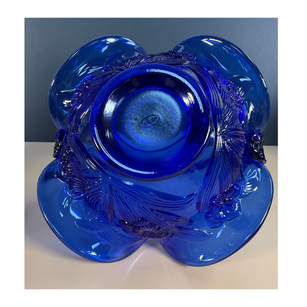 Fenton Cobalt Blue Glass Basket Vintage Art Glass