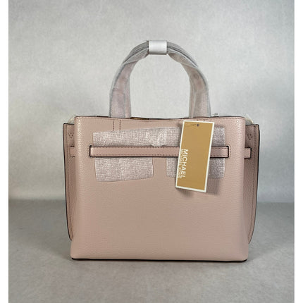 Michael Kors Emilia Small Pebbled Leather Satchel Powder Blush NWT MSRP $498