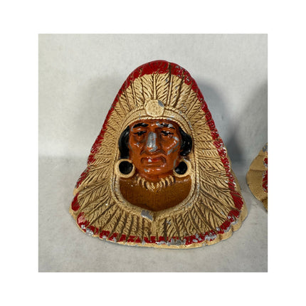 Vintage Wilton Cast Iron Indian Chief Bookends