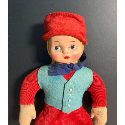 Vintage Unica Belgium Hassan Composition Doll 12" 1940s–1950s