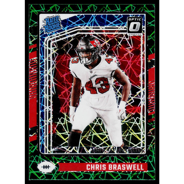 Chris Braswell 2024 Donruss Optic #220 Green Velocity Prizm Tampa Bay Buccaneers