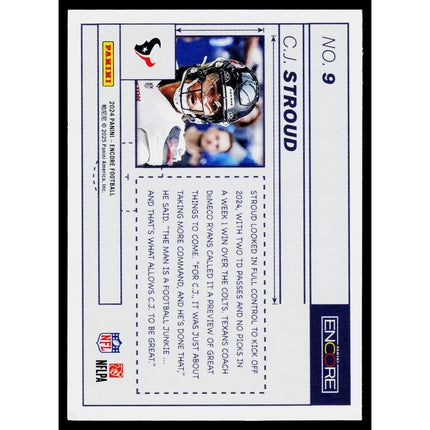 C.J. Stroud 2024 Panini Encore Blue Prints #9 Houston Texans