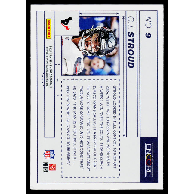 C.J. Stroud 2024 Panini Encore Blue Prints #9 Houston Texans