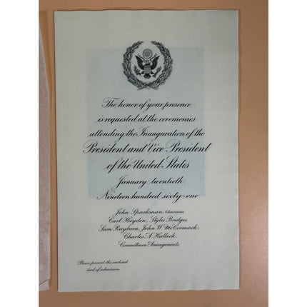 1961 Kennedy Johnson Presidential Inaugural Ceremonies Congress Invite Tickets