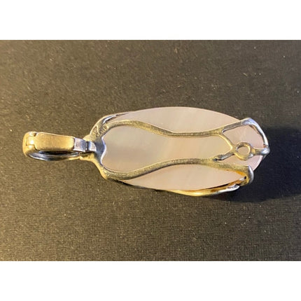 Carolyn Pollack 925 Sterling Silver Pink Peach Chalcedony Enhancer Pendant