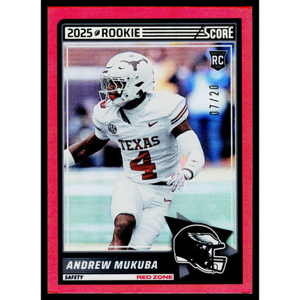 Andrew Mukuba 2025 Score Red Zone #98 SN,RC Philadelphia Eagles