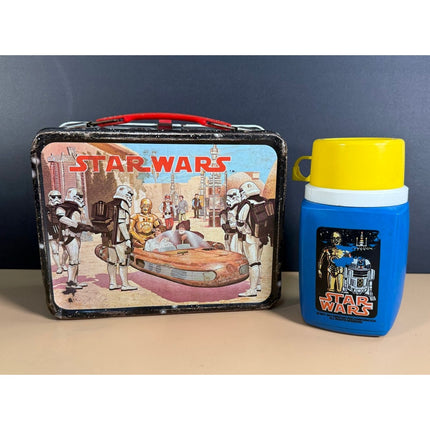 1977 Star Wars Lunchbox w/ Thermos VTG Tin King-Seeley Thermos Co Collectible