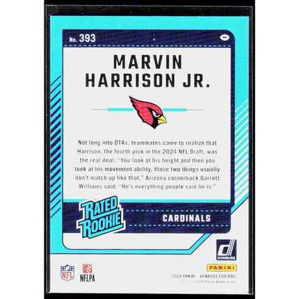 Marvin Harrison Jr. 2024 Donruss #393 RC Arizona Cardinals
