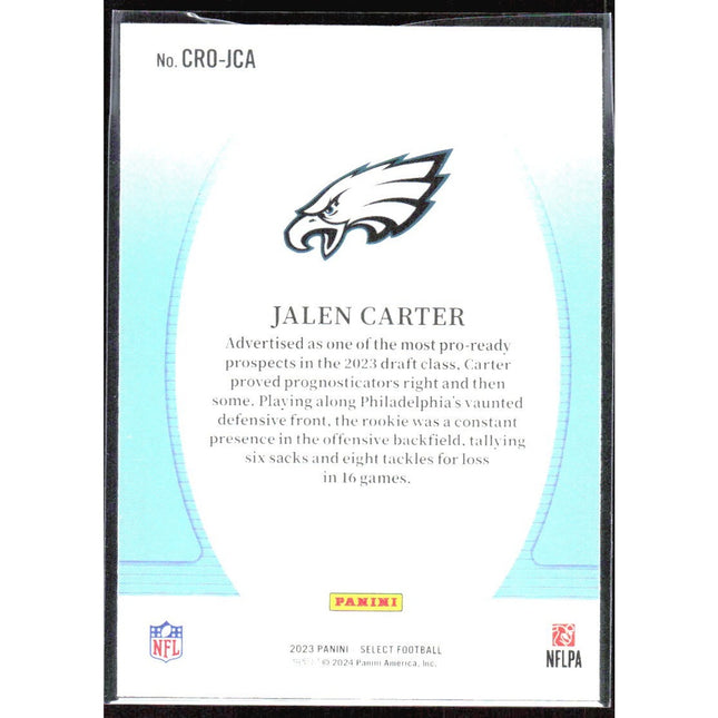 Jalen Carter 2023 Panini Select Select Certified Rookies #CRO-JCA Eagles