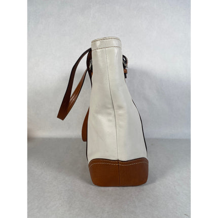 Coach Hampton Leather Bucket Tote Shoulder Bag F11201 Off White/Tan MSRP $398