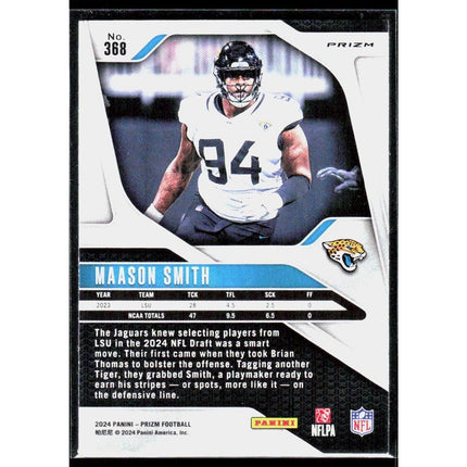 Maason Smith 2024 Panini Prizm Orange Disco Prizm #368 RC Jacksonville Jaguars