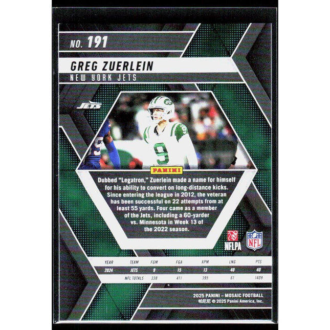 Greg Zuerlein 2025 Panini Mosaic #191 New York Jets