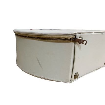 Vintage Delta Air Lines White Vinyl Carry-On Handbag Purse, Travel Tote