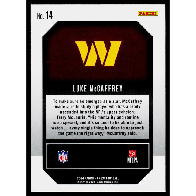 Luke McCaffrey 2024 Panini Prizm Emergent #14 Silver Washington Commanders