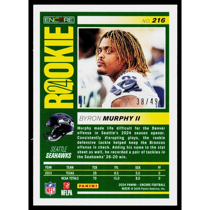 Byron Murphy II 2024 Panini Encore #216 RC Seattle Seahawks