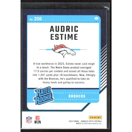Audric Estime 2024 Donruss Optic #206 RC Denver Broncos