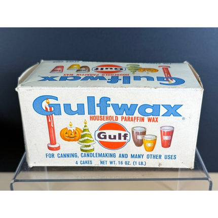 Gulfwax Household Paraffin Wax 4 Cakes Unused Vintage Box Set Round & Rectangle