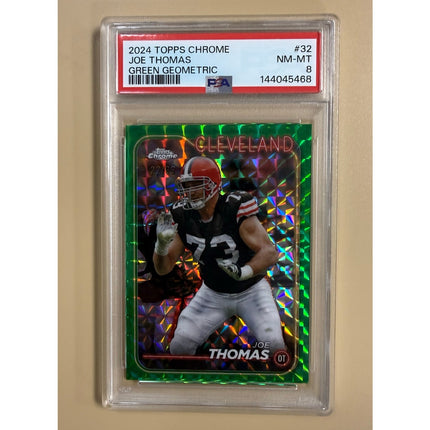 2024 Topps Chrome Green Geometric 22/99 Rookie Card Joe Thomas #32 PSA 8