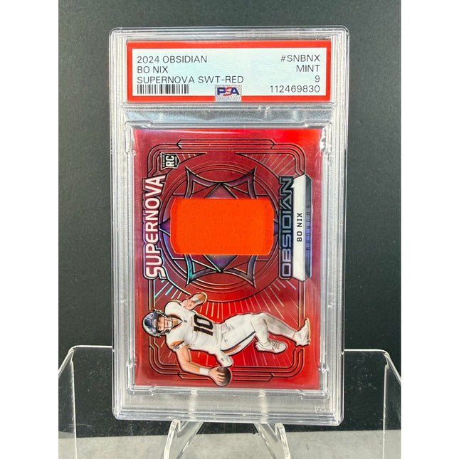2024 Panini Obsidian Supernova Swatches Red Bo Nix #SN-BNX RC PSA 9 Mint